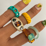 Vintage 6 Piece Green Hugging Hand Ring Set Women's – Gifts for Her — 12