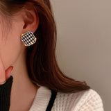 Silver Post Houndstooth Square Stud Earrings – Holiday Gift Ideas — 1