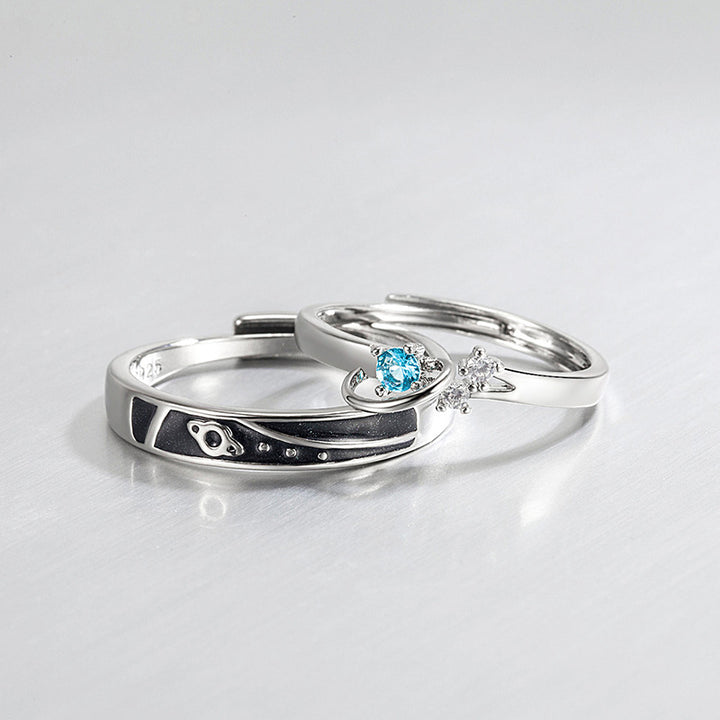 S925 Sterling Silver Dream Planet Couple Ring – Gifts for Couples — 1