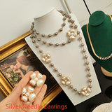 White Flower Pendant Long Necklace And Earrings – Jewelry Gift Ideas — 2