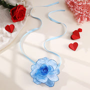 Fabric Flower Long Necklace Valentine's Day – Jewelry Gift Ideas — 8