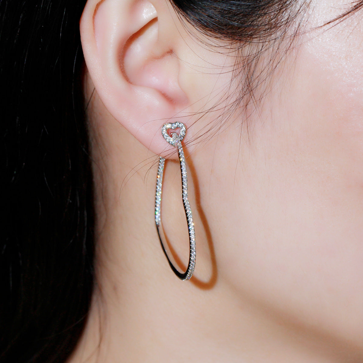 Earrings Studded With Diamonds Large Heart – Unique Gift Ideas — 1