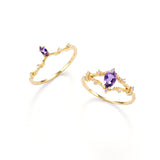 S925 Silver Plated 14k Gold Amethyst Ring Set – Thoughtful Gifts — 3