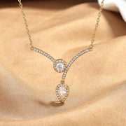 Micro Inlaid Zircon Water Drop V-shaped Necklace – Jewelry Gift Ideas — 1