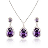 Bright Big Zircon Water Drops Necklace Eardrops – Gifts for Couples — 10