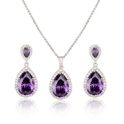 Bright Big Zircon Water Drops Necklace Eardrops – Gifts for Couples — 10