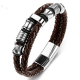 Men's Leather Titanium Steel Punk Bracelet – Jewelry Gift Ideas — 9
