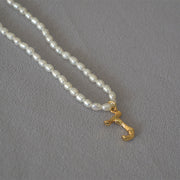 Rice Pearl Fashion Simple Letter Pendant Necklace – Jewelry Gift Ideas — 15