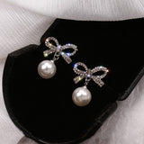 Women's Elegant Bow Shape Pearl Earrings – Gifts for Her — 2