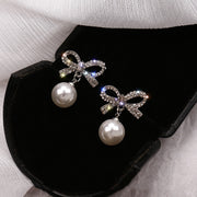 Women's Elegant Bow Shape Pearl Earrings – Gifts for Her — 2