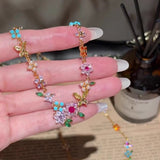 Colorful Rhinestone Flower Necklace Bracelet Stud – Jewelry Gift Ideas — 9