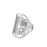 Vintage Stainless Steel Openwork Snow Petal Oval Ring – Gift Ideas — 3