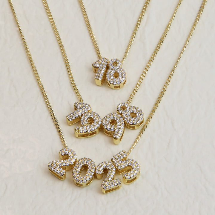 Brass 18K Zircon Diy Accessories Year Pendant – Stylish Gifts — 1