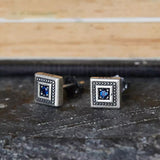 Men's Retro Square Blue Zircon Earrings – Gifts for Him — 3