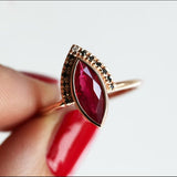 Diamond Ruby Set Black Diamond Women's Two Piece Ring – Gifts for Her — 5