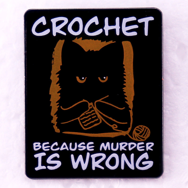 Crochet Black Cat Brooch Badge – Jewelry Gift Ideas — 1