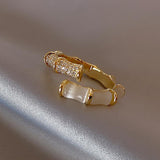 Backgammon Bamboo Ring Zircon Adjustable Ring – Surprise Gifts — 3