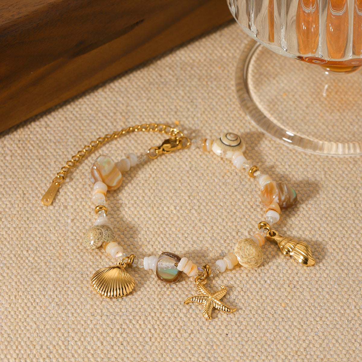 Stainless Steel Conch Starfish Shell Bracelet – Jewelry Gift Ideas — 1