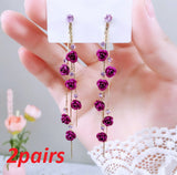 Flower Long Earrings Wild Red Rose Flower Long – Stylish Gifts — 3