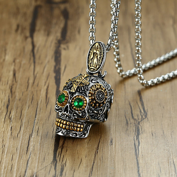 Titanium Steel Ghost Head Pendant Men's Green Eye – Jewelry Gift Ideas — 1