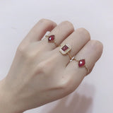 Olive Shaped Red Corundum Ring – Unique Gift Ideas — 1