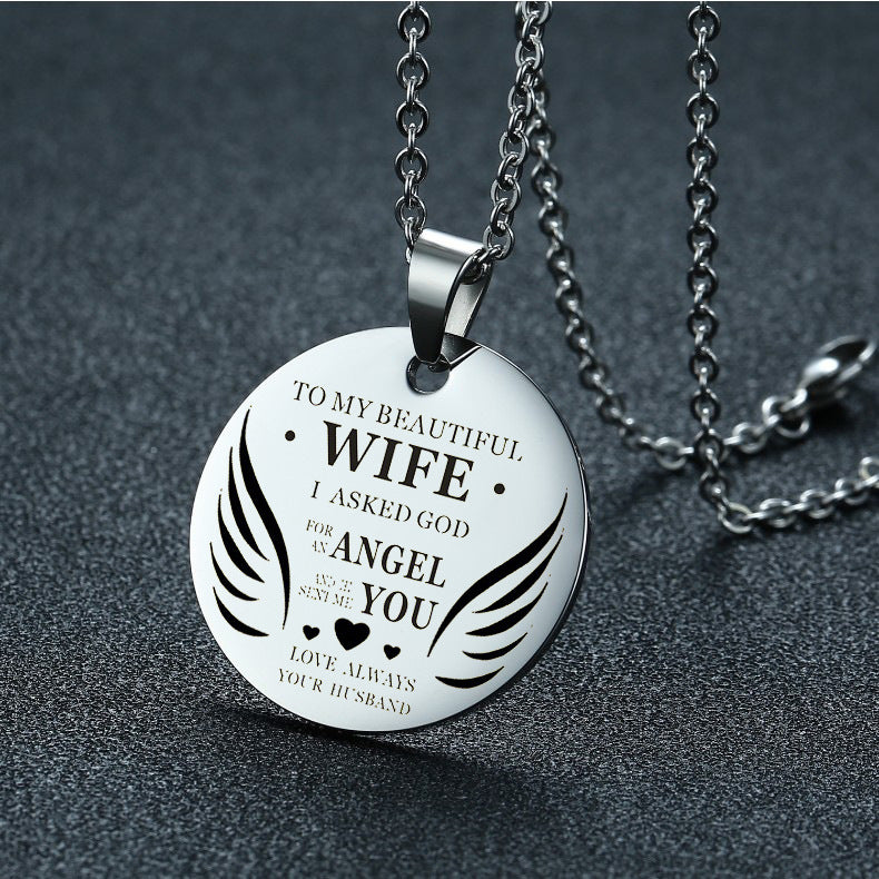 To My Beautiful Wife My Angel Round Necklace – Jewelry Gift Ideas — 1
