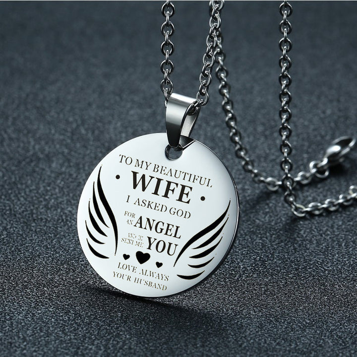 To My Beautiful Wife My Angel Round Necklace – Jewelry Gift Ideas — 1