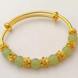Brass Gold-plated Chalcedony Flower Pull Bracelet Hand – Stylish Gifts — 4