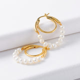 Women's Natural Pearl Ring Earrings – Gifts for Her — 1