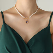 Wind Retro Ornament Clavicle Chain Zircon Freshwater – Practical Gifts — 14