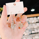Women's Zircon Maple Leaf Tassel Earrings – Gifts for Her — 2