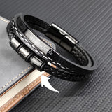 Punk Design Stainless Steel Leather Bracelet – Jewelry Gift Ideas — 1