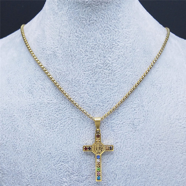 St Benedict Crystal St Pendant Cross Stainless – Jewelry Gift Ideas — 1