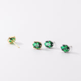 S925 Silver Green Diamond Oval Tori Stud Earrings – Stylish Gifts — 5