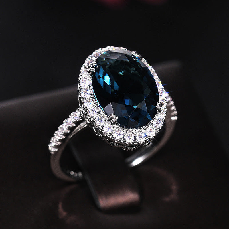 Women's Peacock Blue Zircon Ring – Gifts for Her — 1