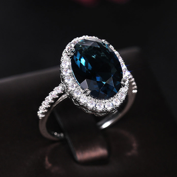 Women's Peacock Blue Zircon Ring – Gifts for Her — 1