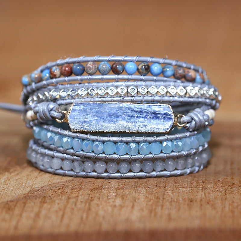 Women's Natural Sapphire Stone Handwoven Leather – Jewelry Gift Ideas — 1