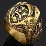 Quake Wolf Head Ring Men's Vintage Rune Titanium Steel – Gifts for Him — 6