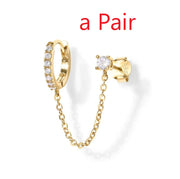 S925 Sterling Silver Single Row Studded Earring – Jewelry Gift Ideas — 2