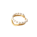 Women's Shaped Small Rice-shaped Beads Oval Pearl Ring – Gifts for Her — 6