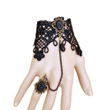 Retro Women's Black Lace Bracelet With Ring One – Jewelry Gift Ideas — 3
