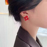 Red Petals Elegant High Sense New Year Earrings – Holiday Gift Ideas — 7
