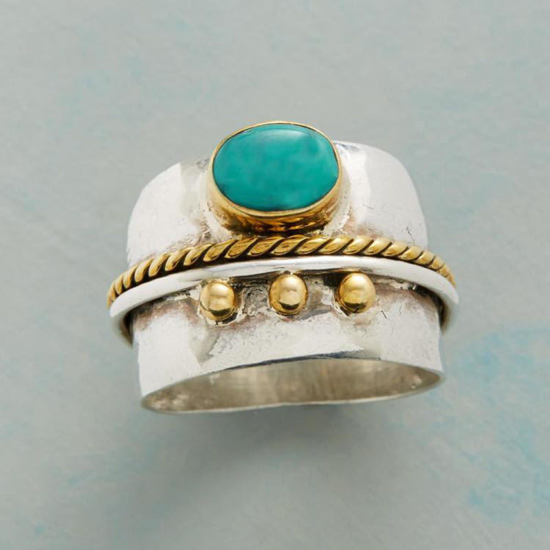 Fashion Jewelry Gold Bead Inlaid Sapphire Ring – Stylish Gifts — 1