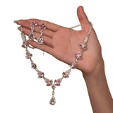 Pink Sparkling Rhinestone Waterdrop Necklace Chic – Jewelry Gift Ideas — 4