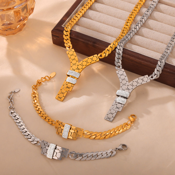 Fashion Trend Y Letter Zircon-inlaid Pendant – Jewelry Gift Ideas — 1