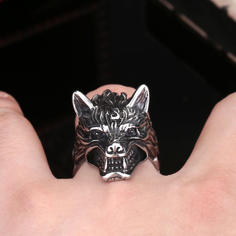Viking Nordic Wolf Head Ring Stainless Steel – Jewelry Gift Ideas — 1