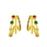 Fashion Three Rings Multilayer Diamond Earrings – Stylish Gifts — 18