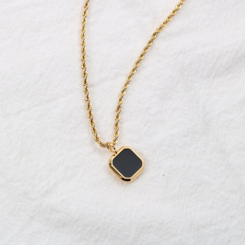 Womens Titanium Steel Simple Design Black Onyx – Jewelry Gift Ideas — 1