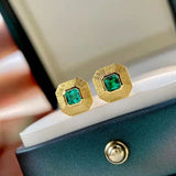 Emerald Stud Earrings Women's Sterling Silver Sun – Gifts for Her — 1