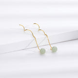 Round Beads Hetian Jade Hanging Earrings – Thoughtful Gifts — 1